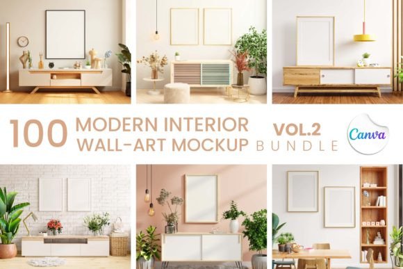 100 Canva Modern Wall Art Mockup Pack P2