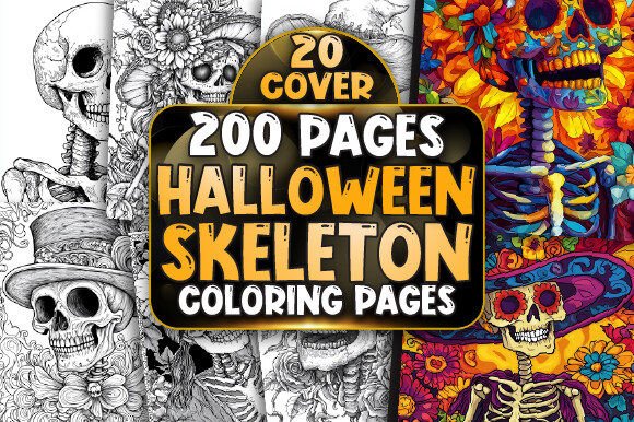 200 Halloween Skeleton Coloring Pages