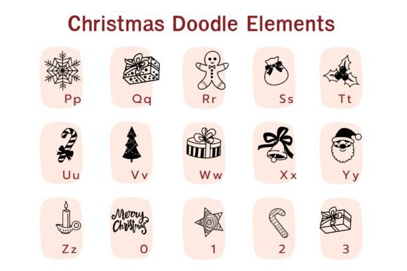 Christmas Doodle Elements Font - Preview 2