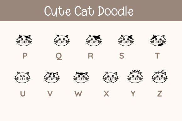 Cute Cat Doodle Font PNG with transparent background - Preview 2