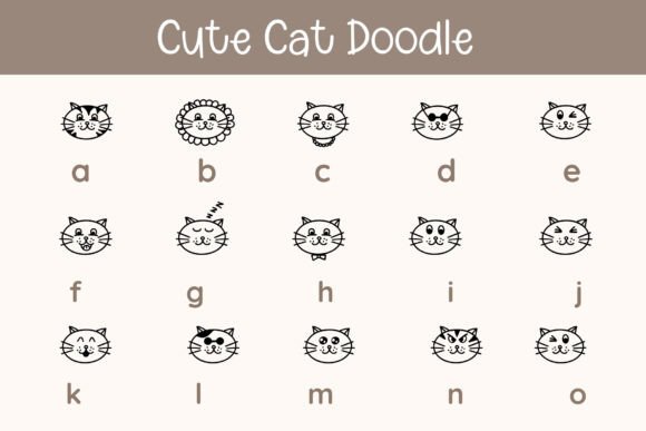 Cute Cat Doodle Font PNG with transparent background - Preview 3