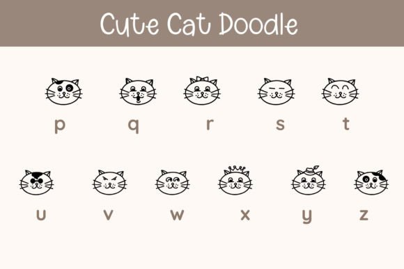 Cute Cat Doodle Font PNG with transparent background - Preview 4