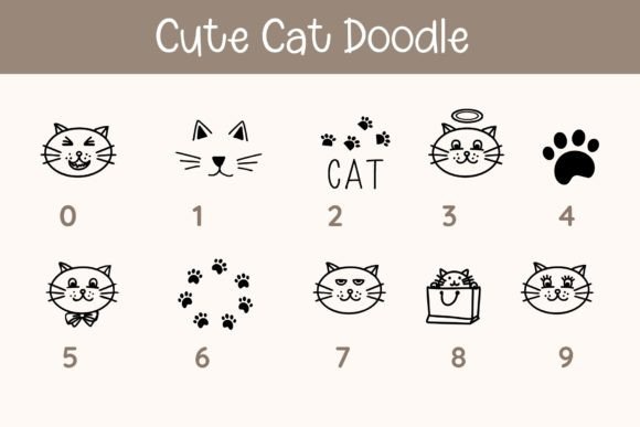 Cute Cat Doodle Font PNG with transparent background - Preview 5