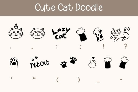 Cute Cat Doodle Font PNG with transparent background - Preview 6