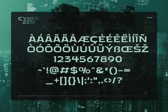 Cyber Zen Font PNG with transparent background - Preview 2