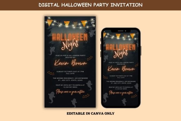 Digital Halloween Party Invitation Graphics