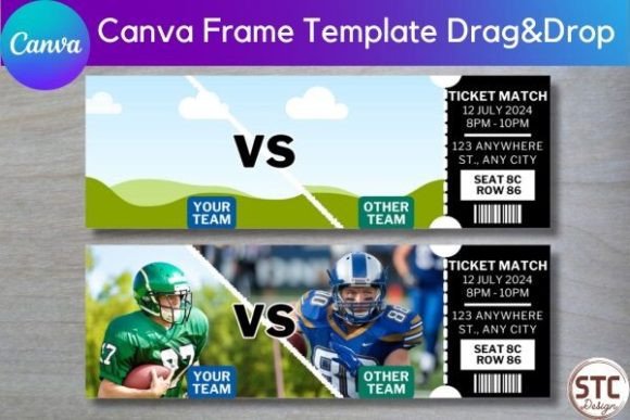 Football Sport Ticket Canva Template
