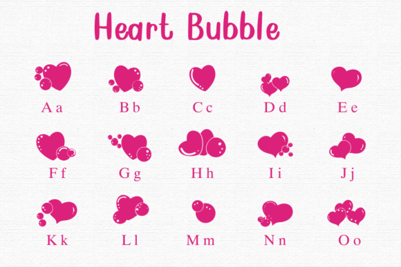 Heart Bubble Font PNG with transparent background - Preview 1