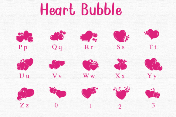 Heart Bubble Font PNG with transparent background - Preview 2