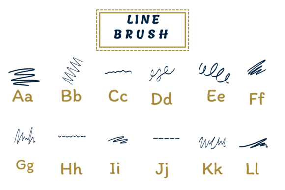 Line Brush Font PNG with transparent background - Preview 1