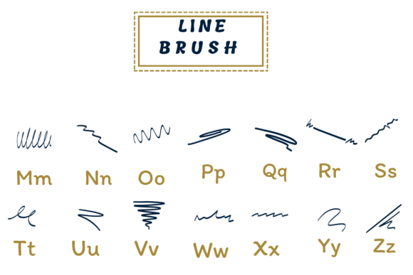 Line Brush Font PNG with transparent background - Preview 2