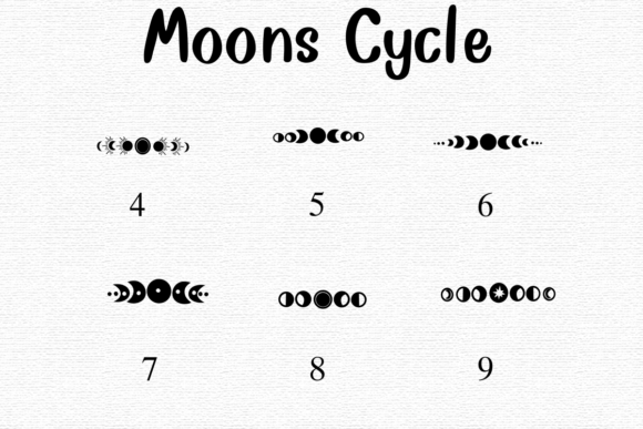 Moon Cycle Font PNG with transparent background - Preview 3