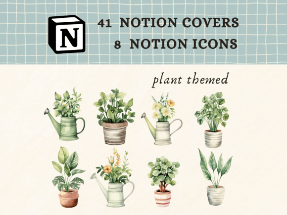 Plant Notion Icons, Notion Covers Pack