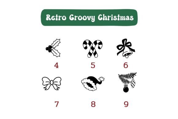 Retro Groovy Christmas Font PNG with transparent background - Preview 3