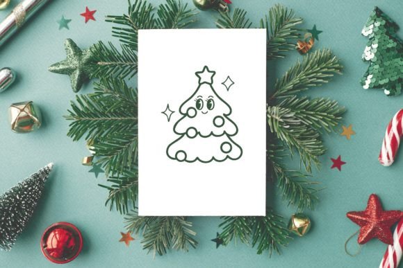 Retro Groovy Christmas Font PNG with transparent background - Preview 4
