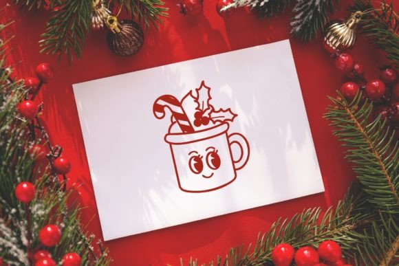 Retro Groovy Christmas Font PNG with transparent background - Preview 5