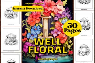 50 Well Floral Coloring Page Book Graphic by thegrayscalecreations ...