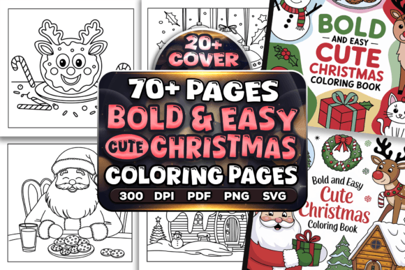 Bold Easy Cute Christmas Coloring Pages