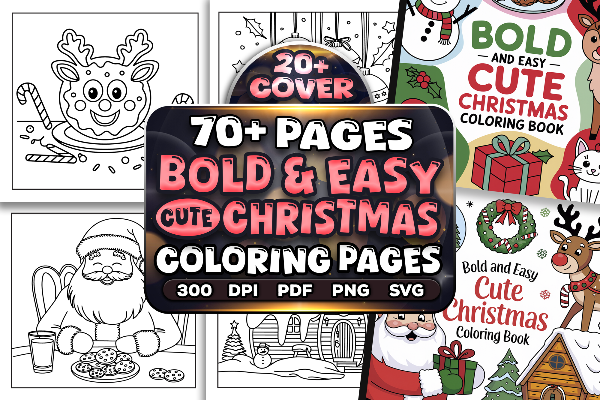 Bold Easy Cute Christmas Coloring Pages