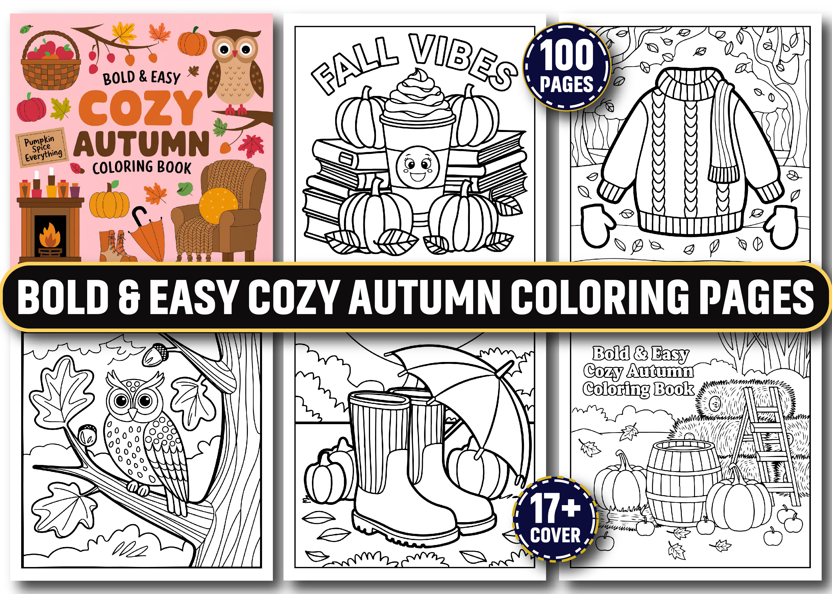 Bold and Easy Cozy Autumn Coloring Pages