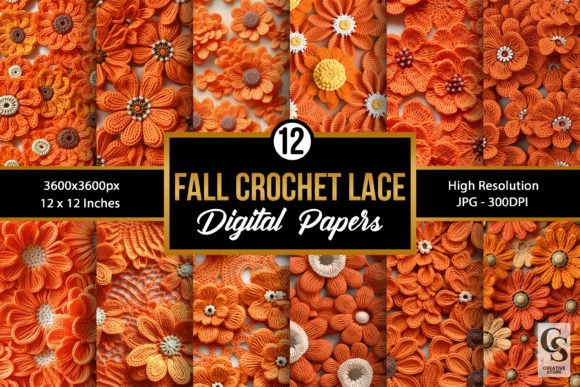 Fall Crochet Lace Seamless Patterns