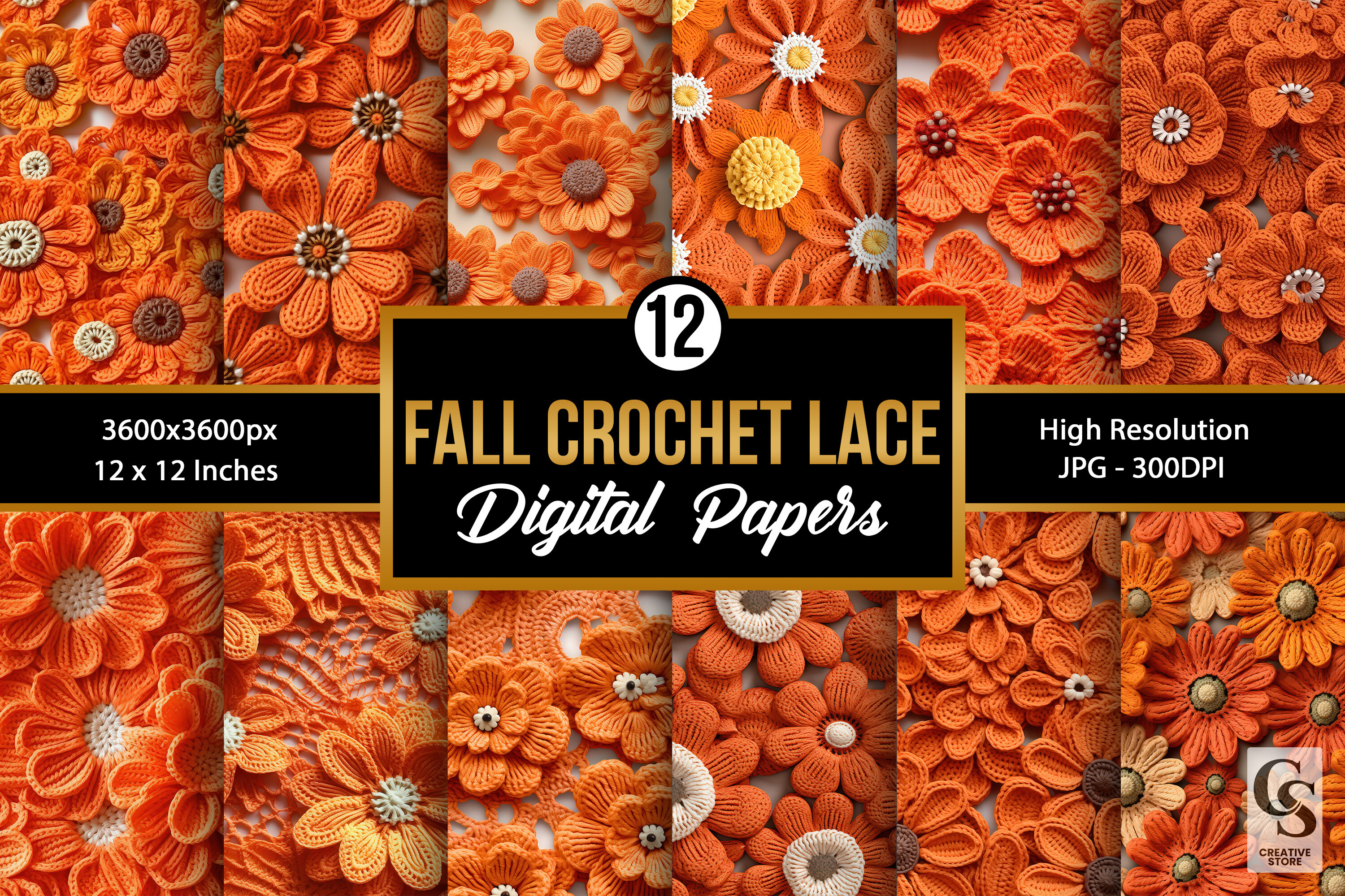 Fall Crochet Lace Seamless Patterns