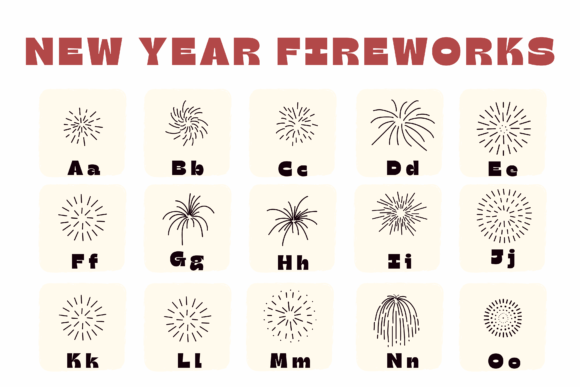 New Year Fireworks Font PNG with transparent background - Preview 1