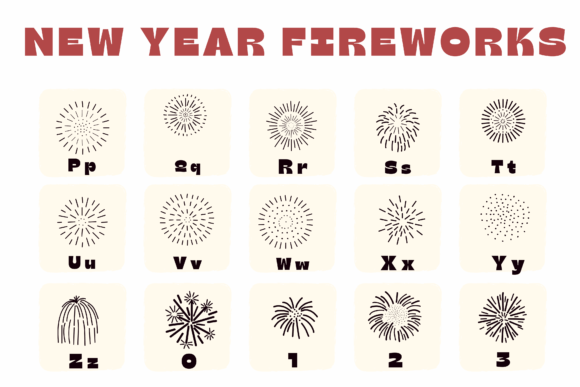 New Year Fireworks Font PNG with transparent background - Preview 2