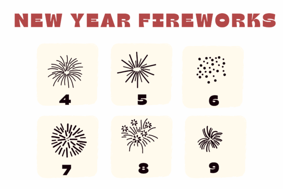 New Year Fireworks Font PNG with transparent background - Preview 3