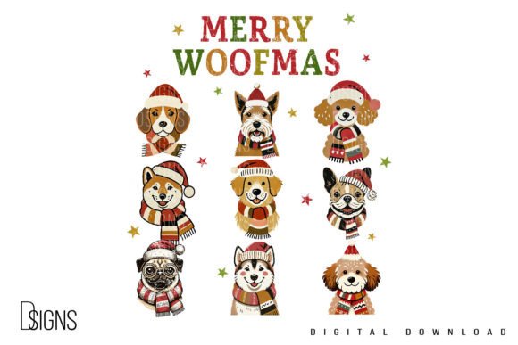 Retro Christmas Vintage Dog Sublimation design with 1960s holiday aesthetic