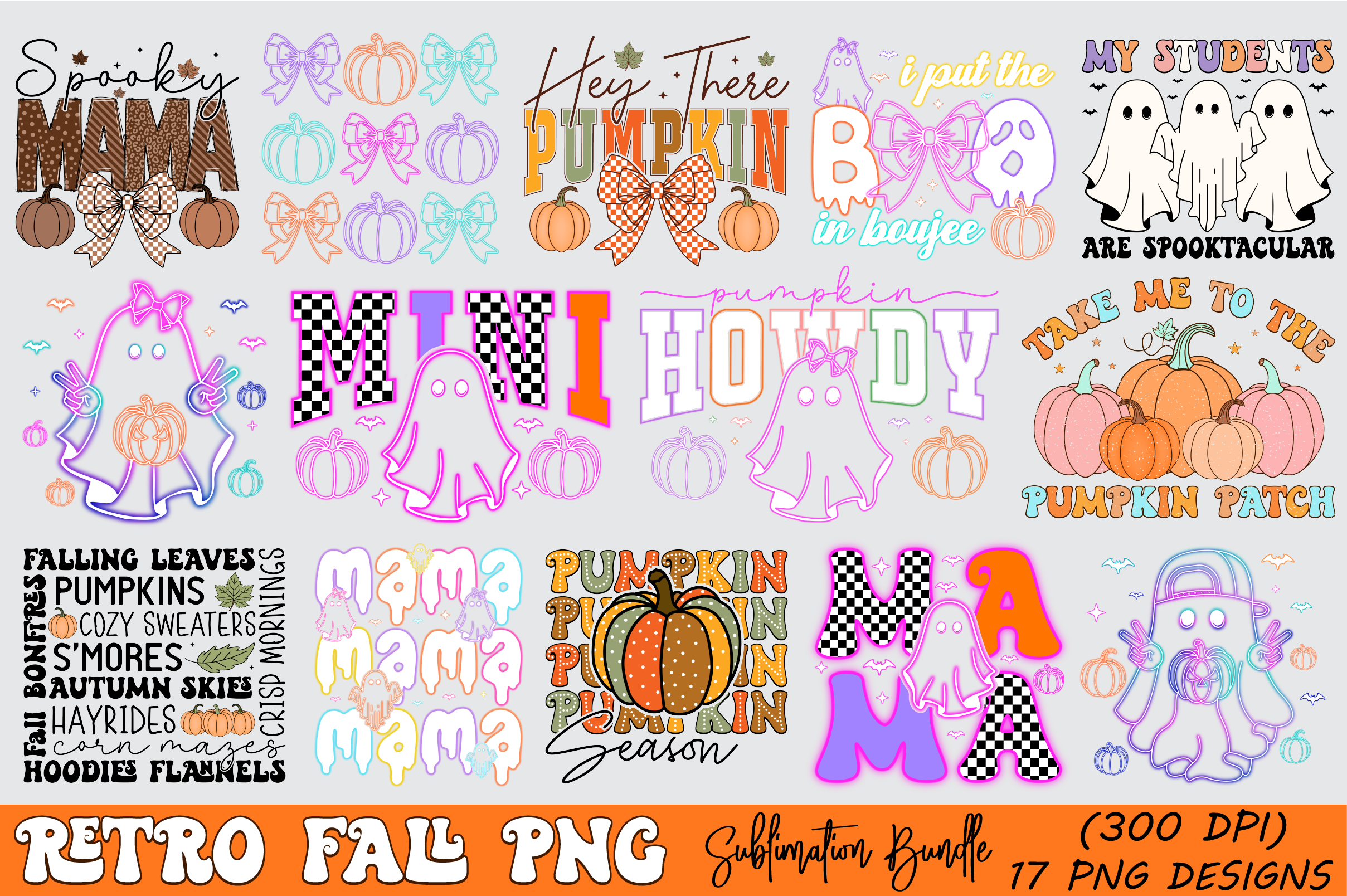 Retro Fall PNG Sublimation Bundle Graphic by Craft Artist · Creative ...