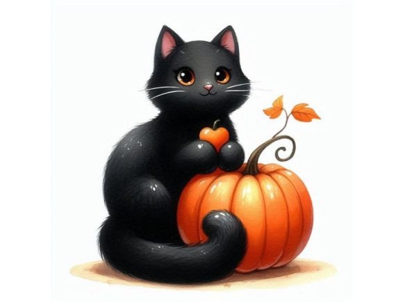 🐈‍⬛ a Cartoon Black Cat Sitting on a Pu