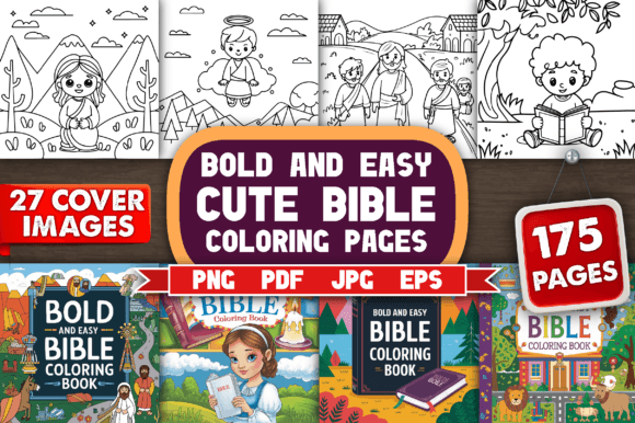Bold and Easy Cute Bible Coloring Page
