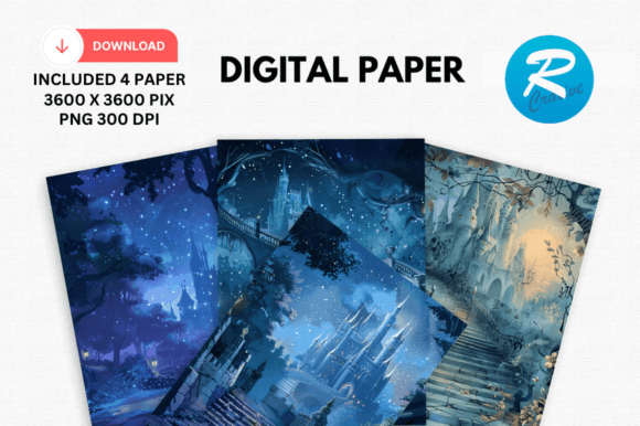 Cinderella Inspired Digital Paper Print