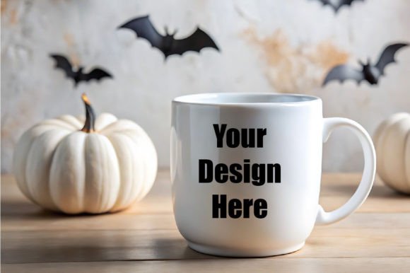 Halloween White Mug Mockup Png Graphics