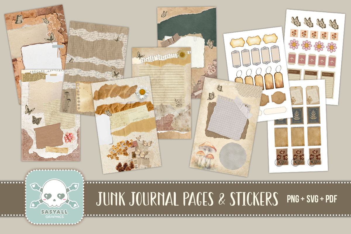 Junk Journal Vintage Pages & Stickers
