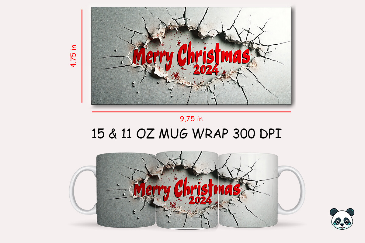 Merry Christmas 2024 3D Mug Wrap Graphic by Pandastic · Creative Fabrica