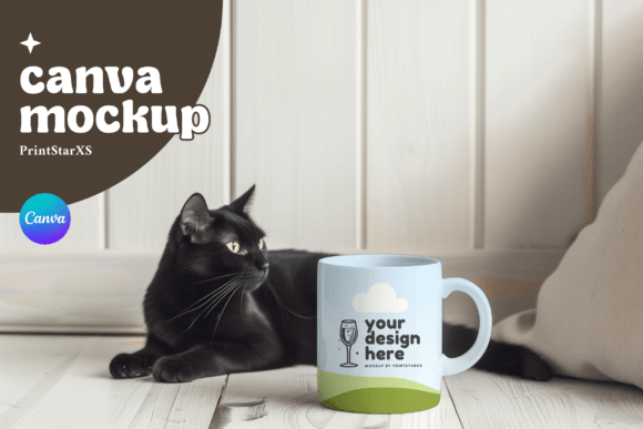 Mug Canva Mockup Cat Coffee Cup Template