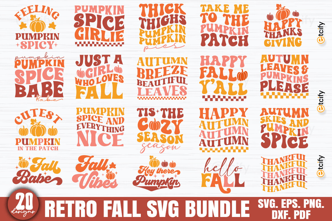 Retro Fall Svg Bundle, Autumn Designs Graphic by etcify · Creative Fabrica