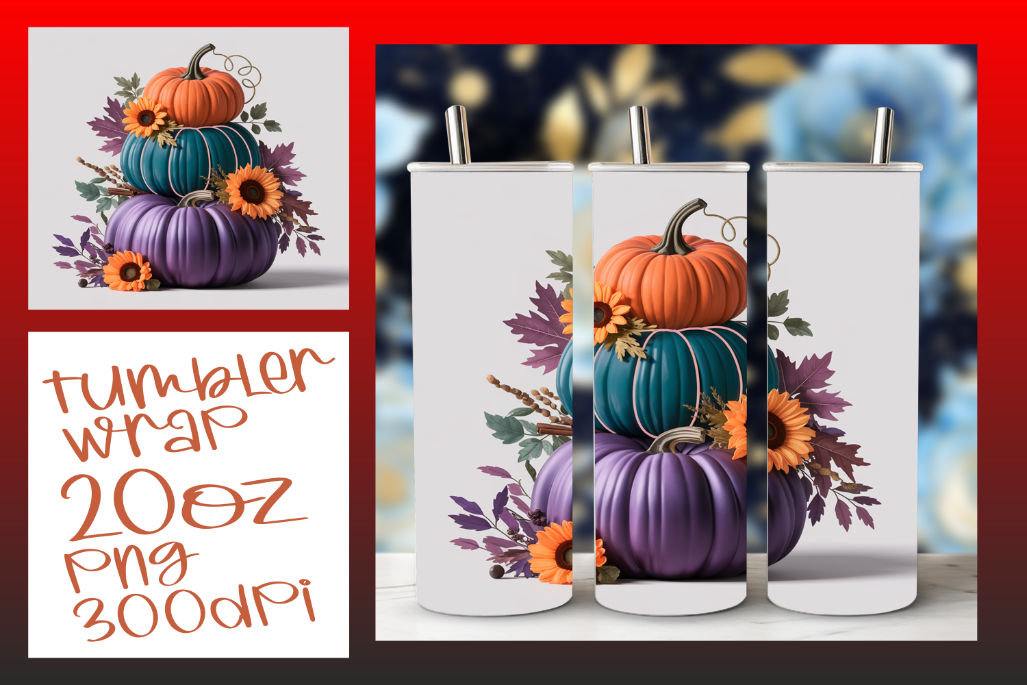 Watercolor Pumpkin and Floral Design Graphic by digitaldarius ...