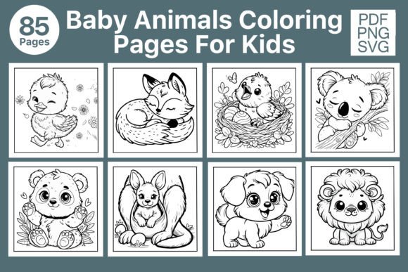 100 Cute Baby Animals Coloring Pages SVG