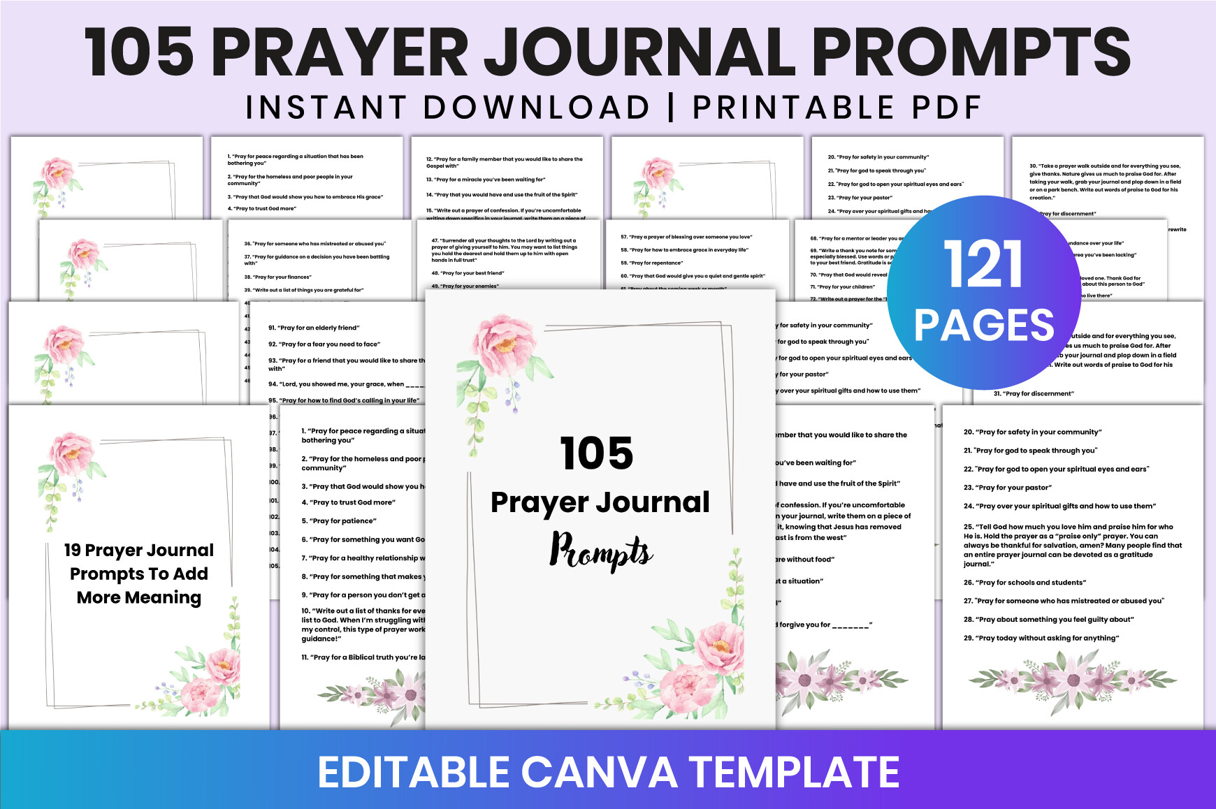 105 Prayer Journal Prompts for Canva KDP Graphic by Shumaya · Creative ...