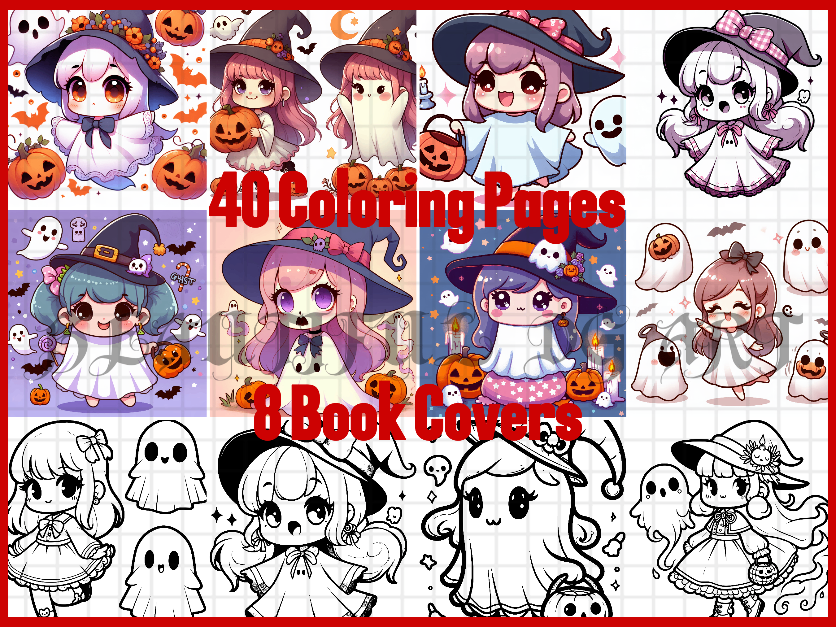 48 Halloween Cute Ghost Coloring Pages Graphic by BEAUTIFUL DG ART ...