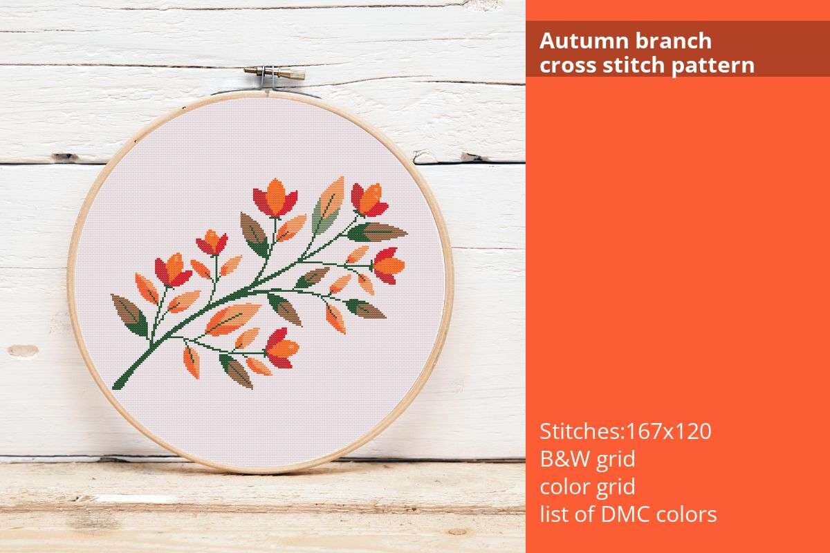 Autumn Branch Cross Stitch Pattern