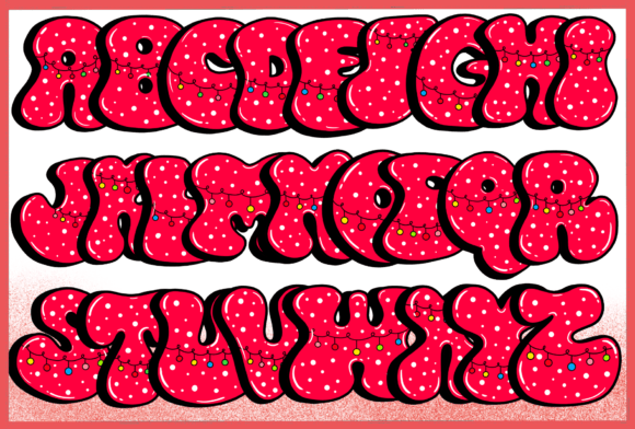 Christmas Groovy Light Font PNG with transparent background - Preview 1