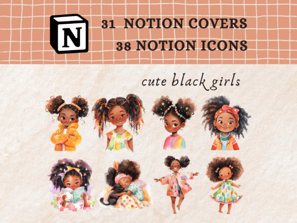 Cute Black Girls Notion Icons