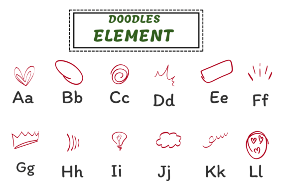Doodles Element Font PNG with transparent background - Preview 1