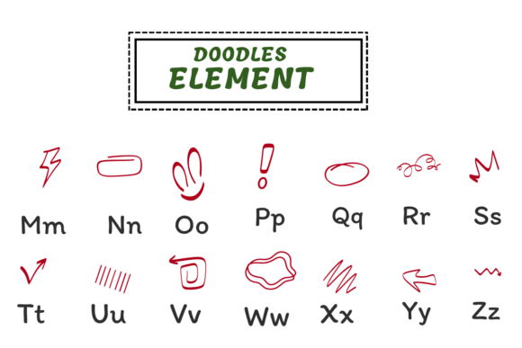 Doodles Element Font PNG with transparent background - Preview 2