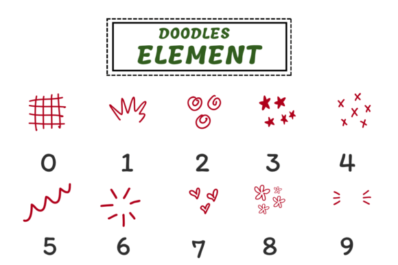 Doodles Element Font PNG with transparent background - Preview 3