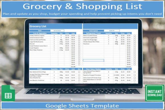 Editable Grocery List I Google Sheets